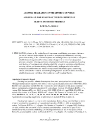 ADOPTED REGULATION of the DIVISION of PUBLIC and BEHAVIORAL HEALTH of the DEPARTMENT of HEALTH and HUMAN SERVICES LCB File No. R