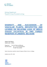 Diversity and Succession of Vascular Plants, Bryophytes and Lichens on Decaying Logs of Beech (Fagus Sylvatica) in Two Forest Reserves (Flanders, Belgium)
