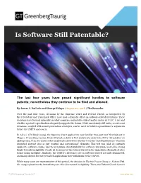 Is Software Still Patentable?