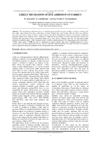 Likely Mechanism of Dye Adhesion on Fabrics
