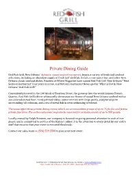 Red Fish Grill Private Dining Guide.Pdf