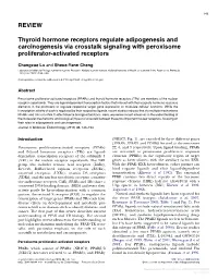 REVIEW Thyroid Hormone Receptors Regulate Adipogenesis and Carcinogenesis Via Crosstalk Signaling with Peroxisome Proliferator-A