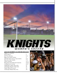 Table of Contents 1 Quick Facts 2 All-Time Roster 2-3 National Team Roster 4 All-Time Record Vs