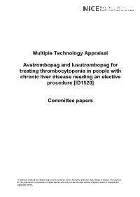 Multiple Technology Appraisal Avatrombopag and Lusutrombopag
