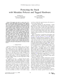 Protecting the Stack with Metadata Policies and Tagged Hardware