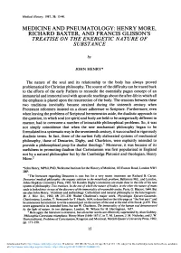 Henry More, Richard Baxter, and Francis Glisson's Trea Tise on the Energetic Na Ture of Substance