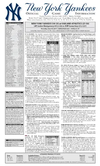 NYY Game Notes