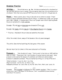 Parts of Speech Explanation