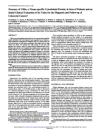 Presence of Villin, a Tissue-Specific Cytoskeletal Protein, in Sera Of