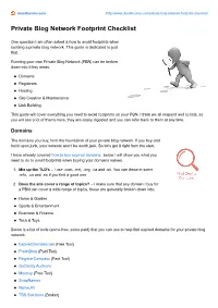 Private Blog Network Footprint Checklist