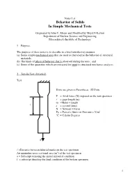 Behavior of Solids in Simple Mechanical Tests (PDF)