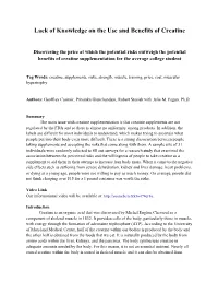 Lack of Knowledge on the Use and Benefits of Creatine