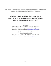 Market-Political Ambidexterity and Bundling of Local Resources and Foreign Strategic Assets: a Recipe for Competitive Advantage?