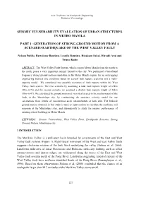 Seismic Vulnerability Evaluation of Urban Structures in Metro Manila Part 1: Generation of Strong Ground Motion from a Scenario