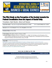 The Pilot Study on the Perception of the Society Towards the Federal Constitution from the Aspect of Racial Unity