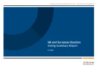 UK and European Equities Voting Summary Report Q1 2021