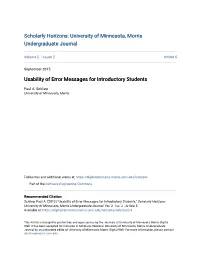 Usability of Error Messages for Introductory Students