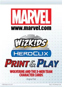 WOLVERINE and the X-MEN TEAM CHARACTER CARDS Original Text