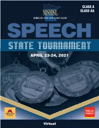 2021 MSHSL State Speech Tournament Program
