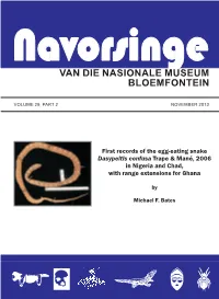 A New Size Record for the West African Egg-Eating Snake Dasypeltis Gansi Trape & Mane, 2006, with New Distribution Records