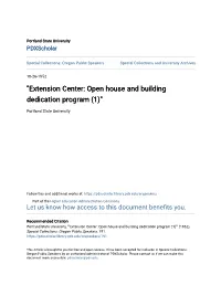 "Extension Center: Open House and Building Dedication Program (1)"