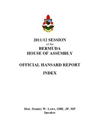 Official Hansard Index
