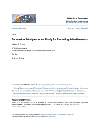 Persuasion Principles Index: Ready for Pretesting Advertisements