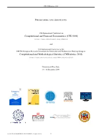 Computational and Financial Econometrics (CFE 2018)