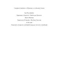 Conceptual Foundations of Phonology As a Laboratory Science Janet