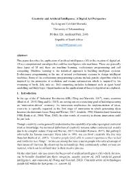 Creativity and Artificial Intelligence: a Digital Art Perspective Bo Xing And