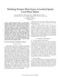Modeling Primary Blast Injury in Isolated Spinal Cord White Matter