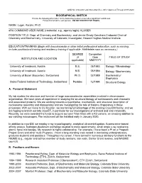 OMB No. 0925-0046, Biographical Sketch Format Page