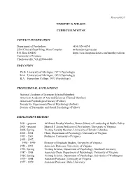 Revised 6/21 TIMOTHY D. WILSON CURRICULUM
