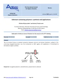 Selenium-Containing Polymers: Synthesis and Applications