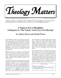 A Name Is Not a Metaphor: a Response to “The Trinity: God’S Love Overflowing”