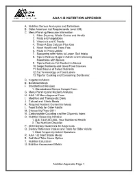 Aaa 1-B Nutrition Appendix