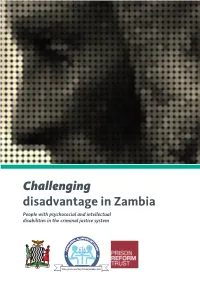 Challenging Disadvantage in Zambia: People with Psychosocial and Intellectual Disabilities in the Criminal Justice System