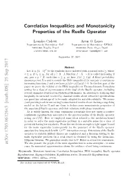 Correlation Inequalities and Monotonicity Properties of the Ruelle Operator
