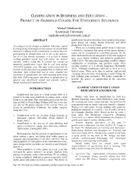 Gamification in Business and Education – Project of Gamified Course for University Students