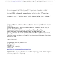 Reference Plasmid Phxb2 D Is an HIV-1 Molecular Clone That Exhibits