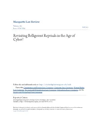 Revisiting Belligerent Reprisals in the Age of Cyber?