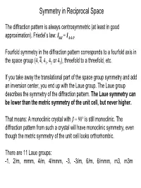 Symmetry in Reciprocal Space