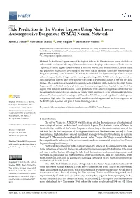 Tide Prediction in the Venice Lagoon Using Nonlinear Autoregressive Exogenous (NARX) Neural Network