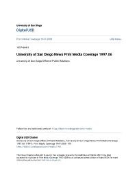 University of San Diego News Print Media Coverage 1997.06
