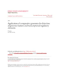 Application of Comparative Genomics for Detection of Genomic Features and Transcriptional Regulatory Elements Hong Lu Iowa State University