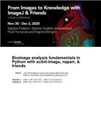 Bioimage Analysis Fundamentals in Python with Scikit-Image, Napari, & Friends