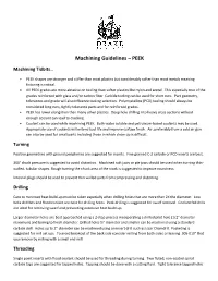 PEEK Machining Guidelines