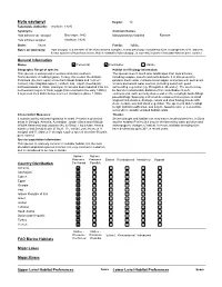 Species Summary