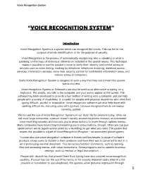 “Voice Recognition System”
