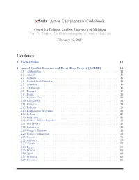 Actor Dictionaries Codebook